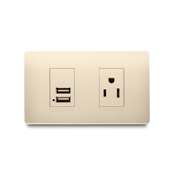MIXTO TOMACORRIENTE AMER 2P+E + TOMA USB