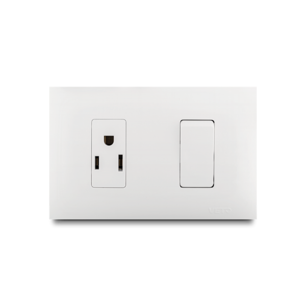 MIXTO TOMACORRIENTE AMER 2P+E + INTERRUPTOR no neon (BL)